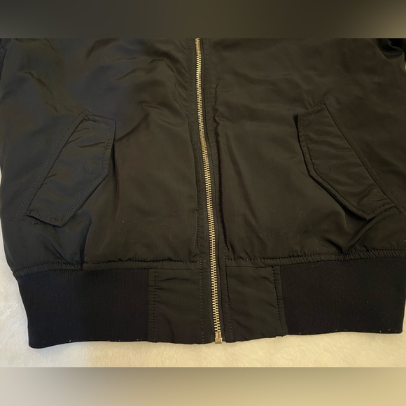 EXPRESS Black Satin Bomber Jacket - Women’s Size Small - Full Zip Utility Style - Picture 6 of 6